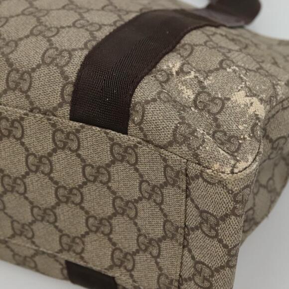 GUCCI GG Supreme Hand Bag Pvc Beige Brown Silver - Picture 10 of 16